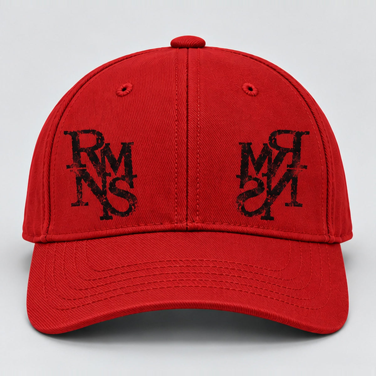 RMNS MONOGRAM 6-PANEL CAP — RED
