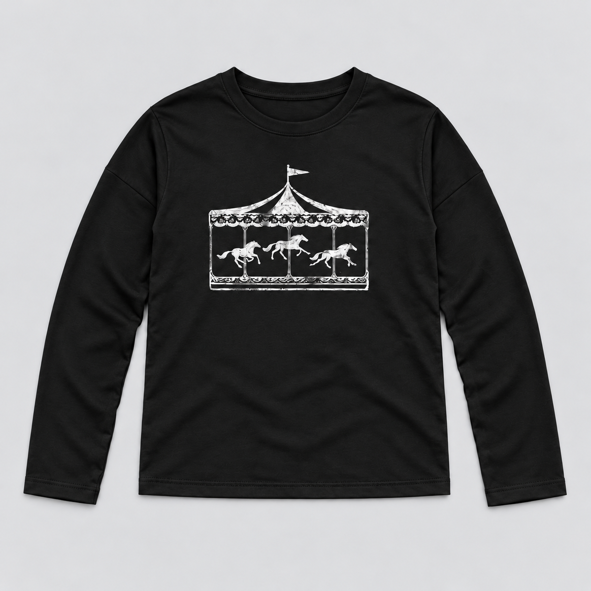 KARUZELA FITTED LONG SLEEVE — BLACK